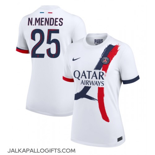 Paris Saint-Germain Nuno Mendes #25 Vieraspaita Naiset 2024-25 Lyhythihainen